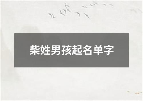 柴姓男孩起名单字