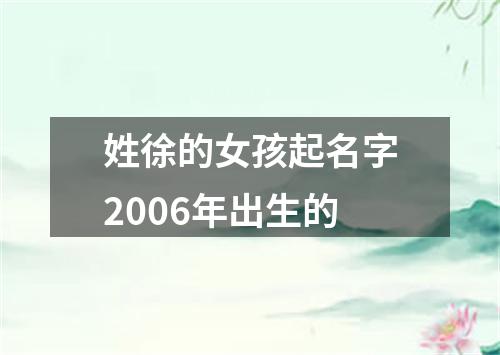 姓徐的女孩起名字2006年出生的