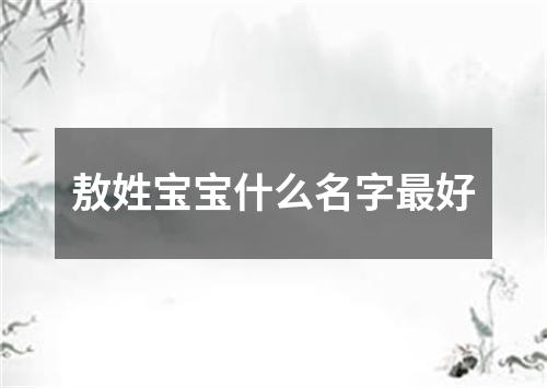 敖姓宝宝什么名字最好