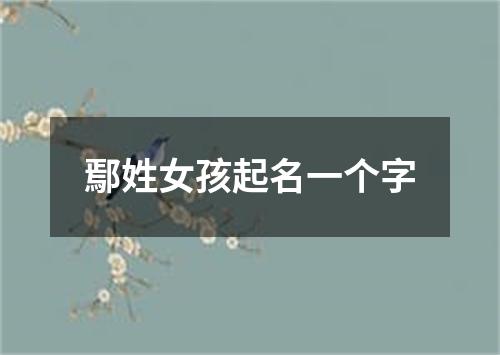 鄢姓女孩起名一个字