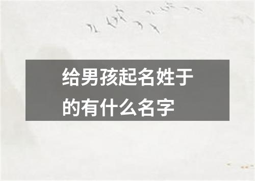 给男孩起名姓于的有什么名字