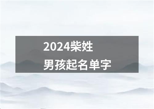 2024柴姓男孩起名单字