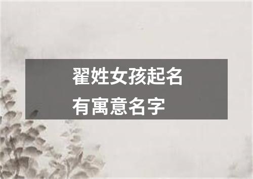 翟姓女孩起名有寓意名字