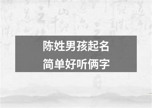 陈姓男孩起名简单好听俩字