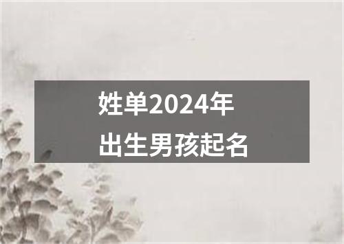 姓单2024年出生男孩起名