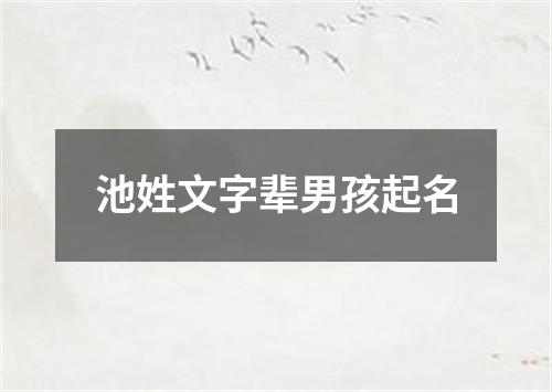 池姓文字辈男孩起名