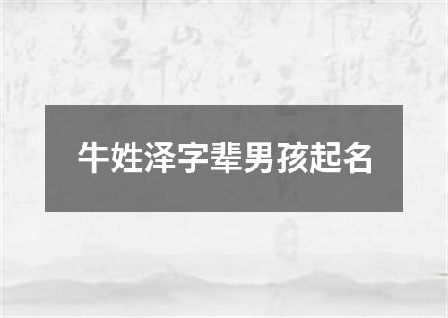 牛姓泽字辈男孩起名