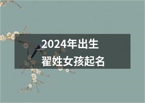 2024年出生翟姓女孩起名