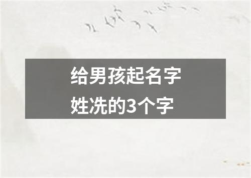 给男孩起名字姓冼的3个字