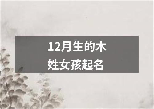 12月生的木姓女孩起名