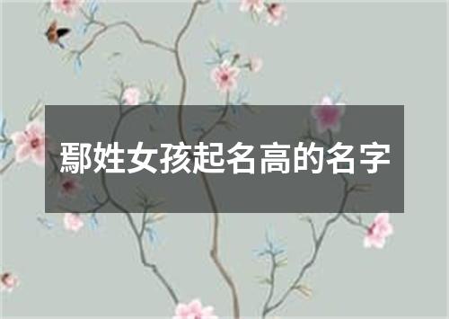 鄢姓女孩起名高的名字