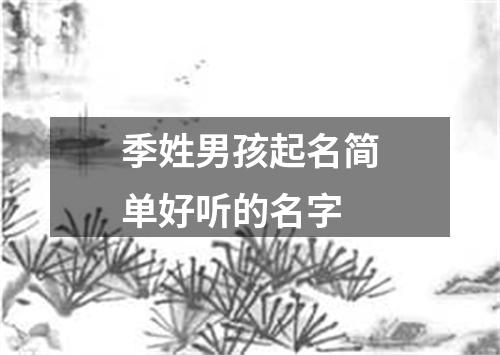 季姓男孩起名简单好听的名字