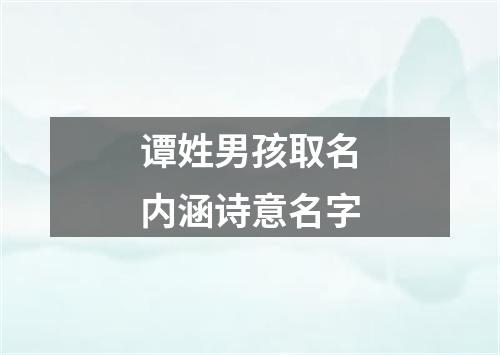 谭姓男孩取名内涵诗意名字