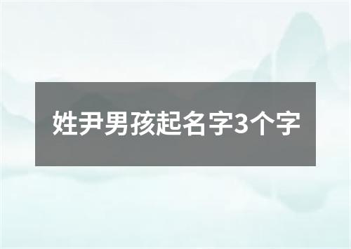 姓尹男孩起名字3个字