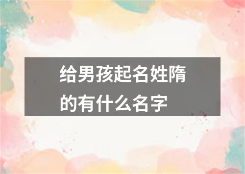 给男孩起名姓隋的有什么名字