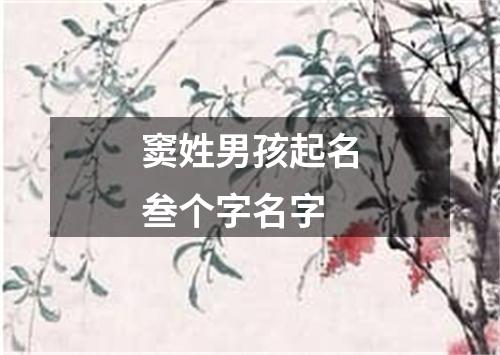 窦姓男孩起名叁个字名字