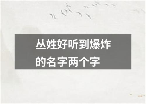 丛姓好听到爆炸的名字两个字