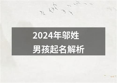 2024年邬姓男孩起名解析