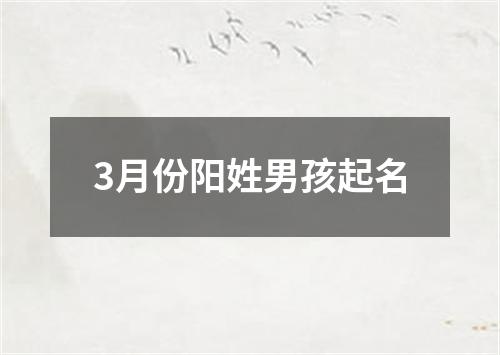 3月份阳姓男孩起名