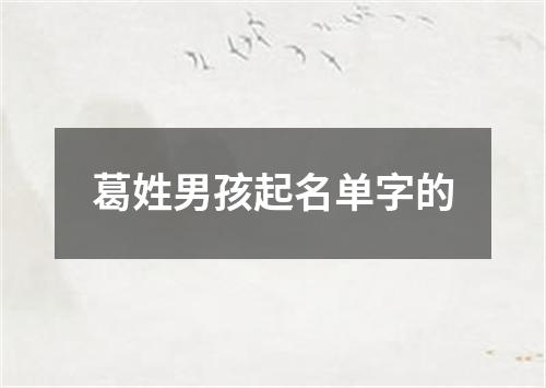 葛姓男孩起名单字的