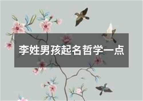 李姓男孩起名哲学一点