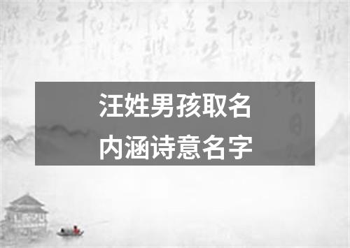 汪姓男孩取名内涵诗意名字