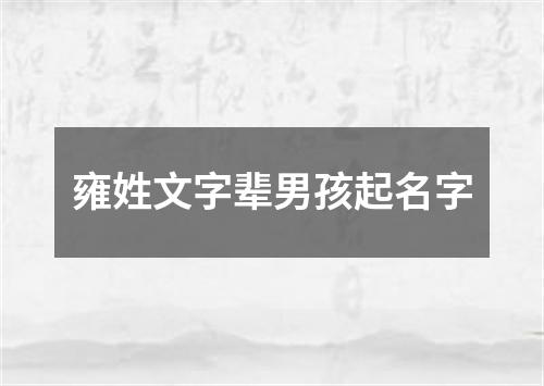 雍姓文字辈男孩起名字