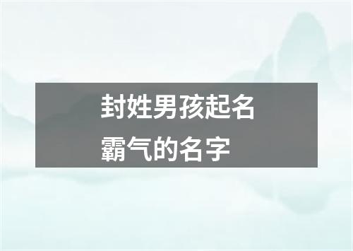 封姓男孩起名霸气的名字