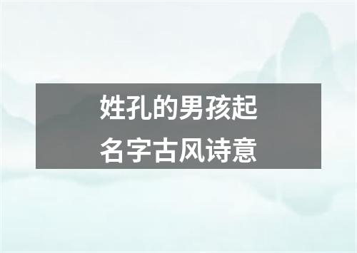 姓孔的男孩起名字古风诗意