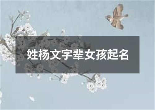 姓杨文字辈女孩起名