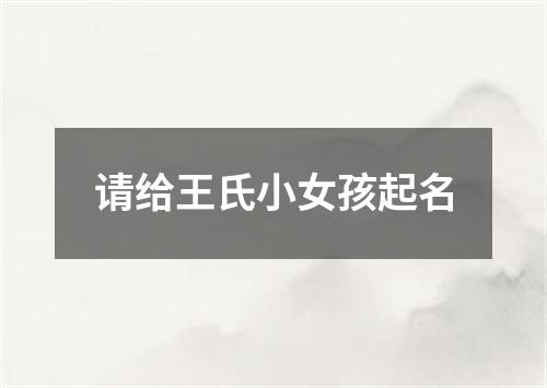 请给王氏小女孩起名