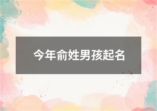 今年俞姓男孩起名