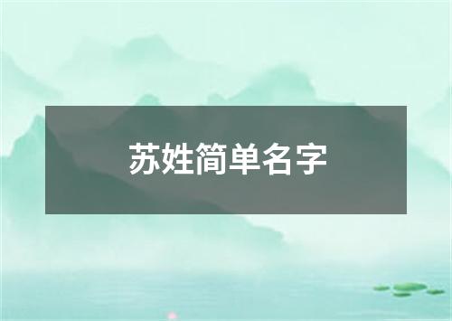 苏姓简单名字