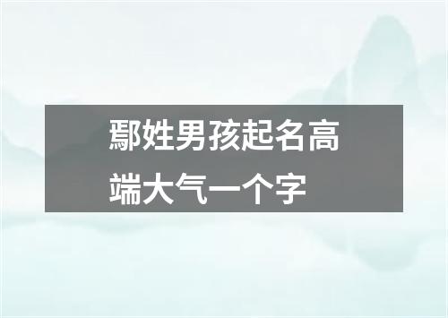 鄢姓男孩起名高端大气一个字