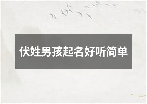 伏姓男孩起名好听简单