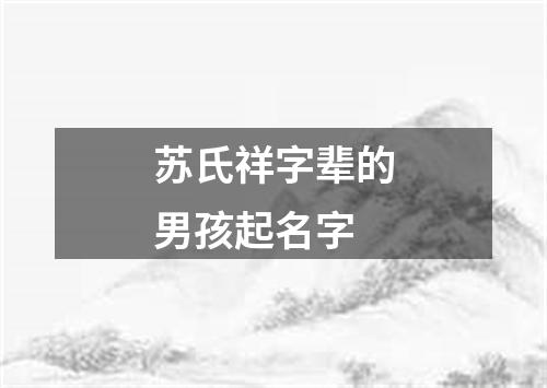 苏氏祥字辈的男孩起名字