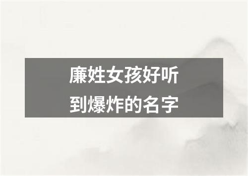 廉姓女孩好听到爆炸的名字