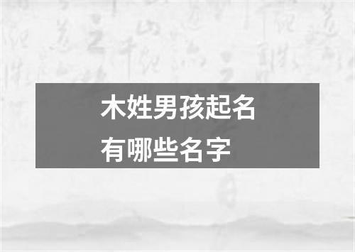 木姓男孩起名有哪些名字