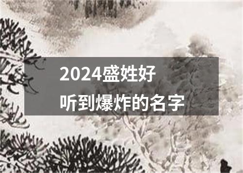 2024盛姓好听到爆炸的名字