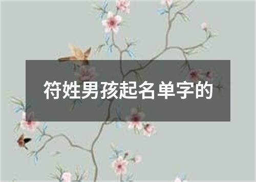 符姓男孩起名单字的