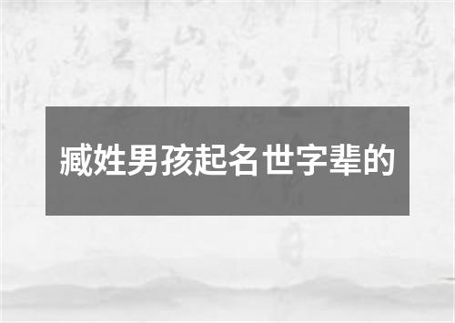 臧姓男孩起名世字辈的