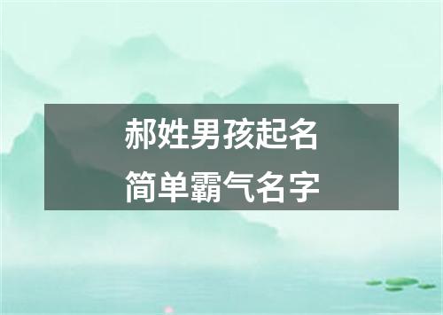 郝姓男孩起名简单霸气名字