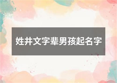 姓井文字辈男孩起名字