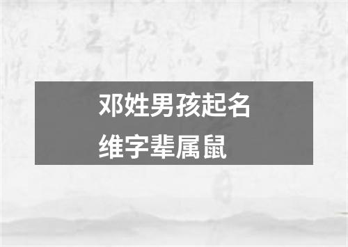 邓姓男孩起名维字辈属鼠