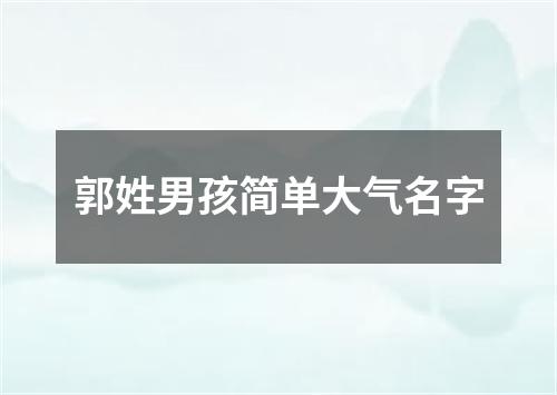 郭姓男孩简单大气名字