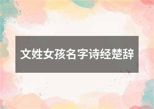 文姓女孩名字诗经楚辞