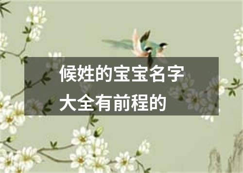 候姓的宝宝名字大全有前程的