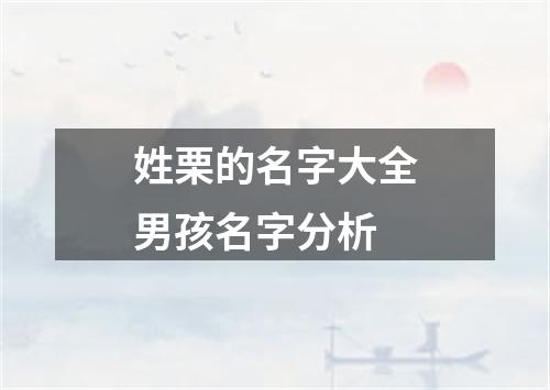 姓栗的名字大全男孩名字分析