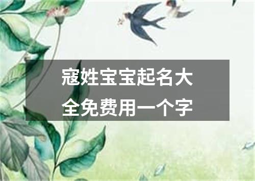 寇姓宝宝起名大全免费用一个字