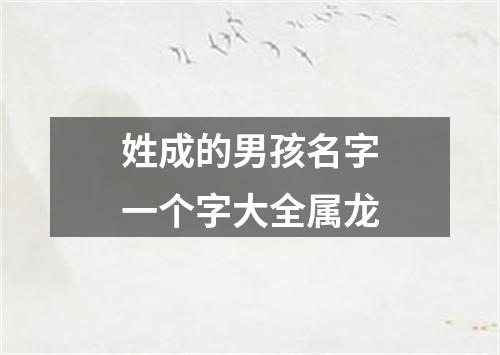 姓成的男孩名字一个字大全属龙